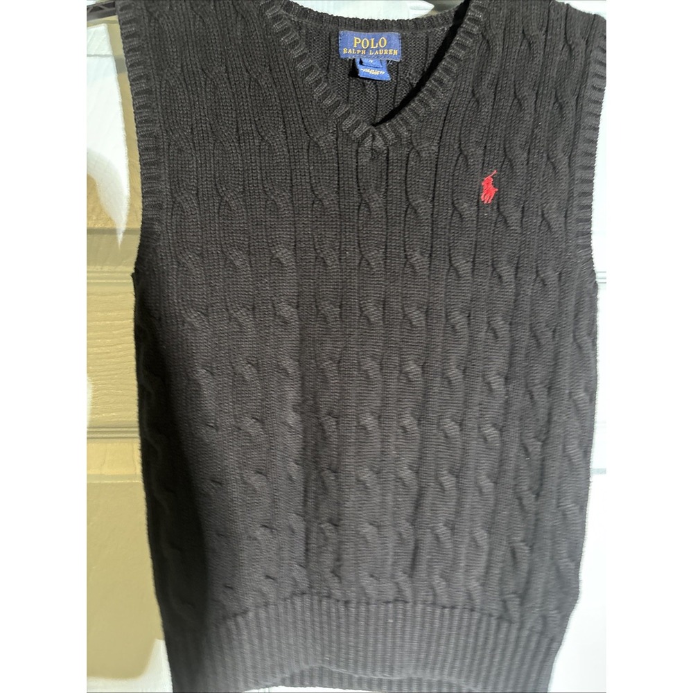 Polo Ralph Lauren boys size 7 navy blue sweater vest preppy Red Logo Classic
